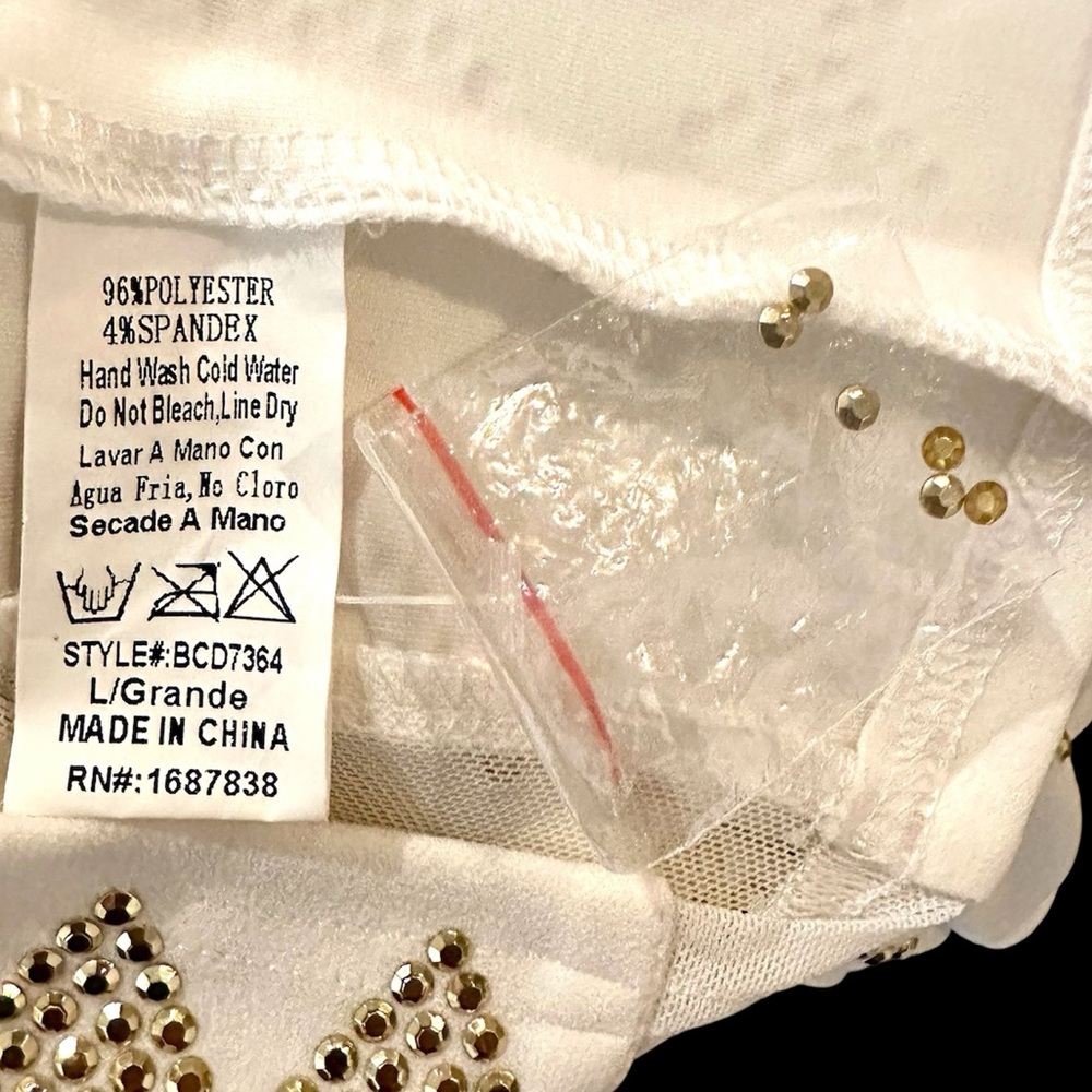 Valiant Paris White Gold Studded Bodycon Dress Long Sleeve Embellished – Size L - Picture 14 of 16